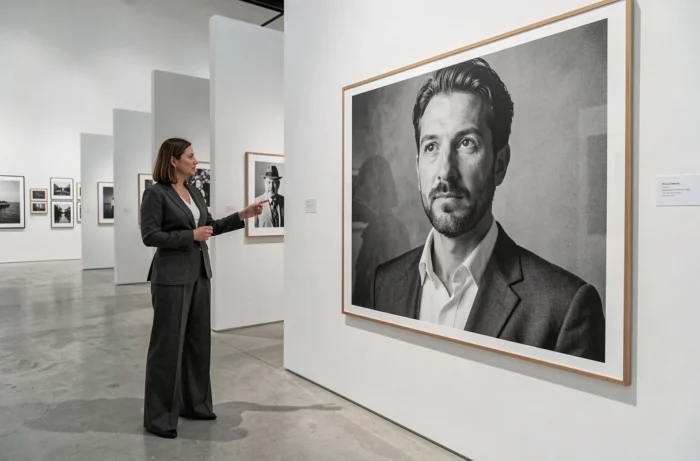 Exposition de photographies d'Anna Dray dans une galerie d'art contemporaine avec tirages grand format en noir et blanc sur murs blancs épurés